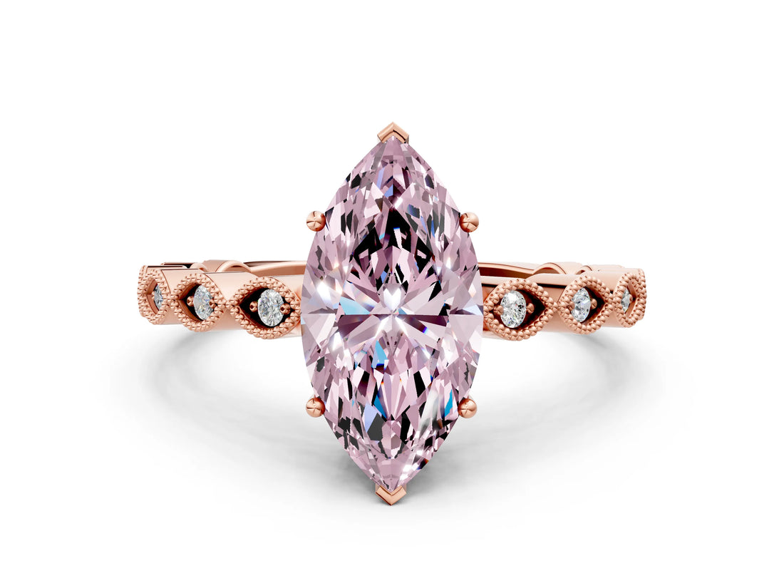 Rose gold Fancy Pink Marquise Cut Solitaire Diamond Ring with Infinity Twist Band and Four-Prong Setting_24