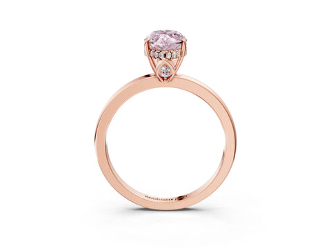 Rose gold Fancy Pink Marquise Cut Solitaire Diamond Ring with Prong Setting and Plain Band_3