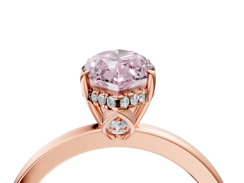 Rose gold Fancy Pink Marquise Cut Solitaire Diamond Ring with Prong Setting and Plain Band_4