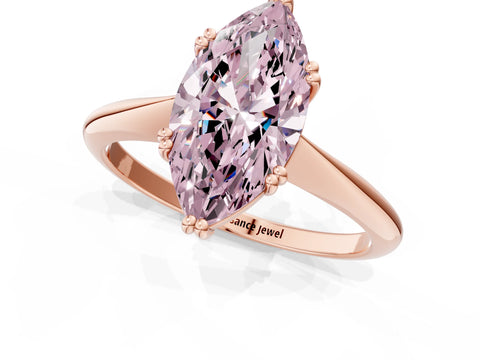 Rose gold Fancy Pink Marquise Cut Solitaire Diamond Ring with Six-Prong Setting and Classic Band_1