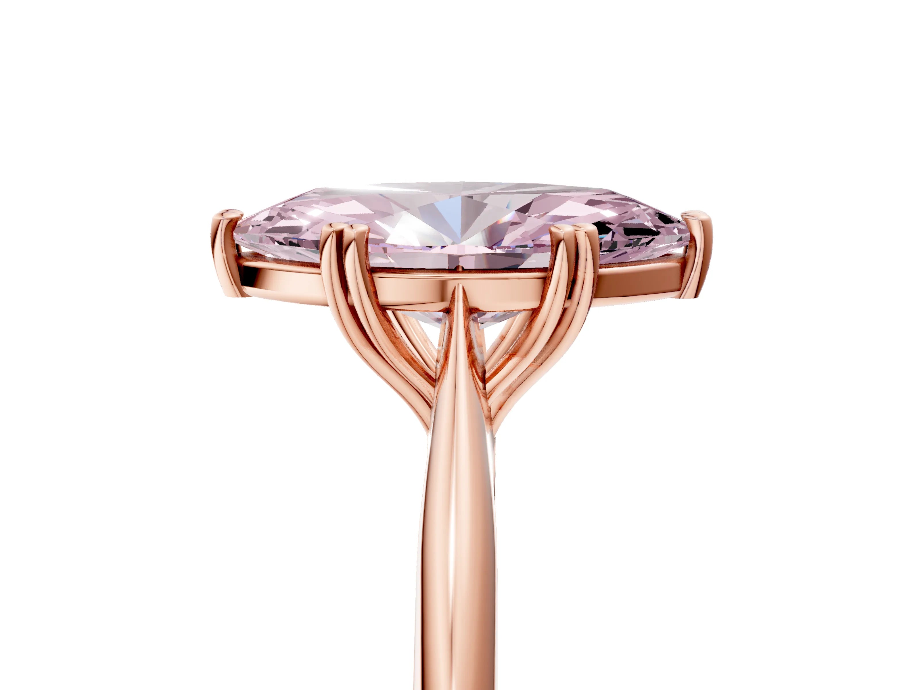 Rose gold Fancy Pink Marquise Cut Solitaire Diamond Ring with Six-Prong Setting and Classic Band_5