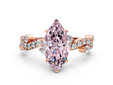 Rose gold Fancy Pink Marquise  Cut Solitaire Diamond Twisted Band with Pave Setting_47
