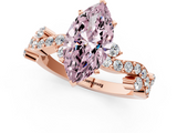 Rose gold Fancy Pink Marquise  Cut Solitaire Diamond Twisted Band with Pave Setting_48