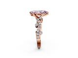 Rose gold Fancy Pink Marquise  Cut Solitaire Diamond Twisted Band with Pave Setting_49