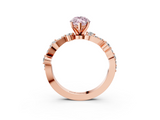 Rose gold Fancy Pink Marquise  Cut Solitaire Diamond Twisted Band with Pave Setting_50