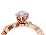 Rose gold Fancy Pink Marquise  Cut Solitaire Diamond Twisted Band with Pave Setting_51