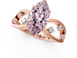 Rose gold Fancy Pink Marquise  Cut Solitaire Diamond with Side Stones on Criss-Cross Band and Four-Prong Setting_4