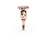 Rose gold Fancy Pink Marquise  Cut Solitaire Diamond with Side Stones on Criss-Cross Band and Four-Prong Setting_5