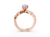 Rose gold Fancy Pink Marquise  Cut Solitaire Diamond with Side Stones on Criss-Cross Band and Four-Prong Setting_6