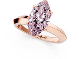 Rose gold Fancy Pink Marquise  Cut Solitaire Engagement Ring with Flat Band and Four-Prong Setting 2
