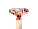 Rose gold Fancy Pink Marquise  Cut Solitaire Engagement Ring with Flat Band and Four-Prong Setting