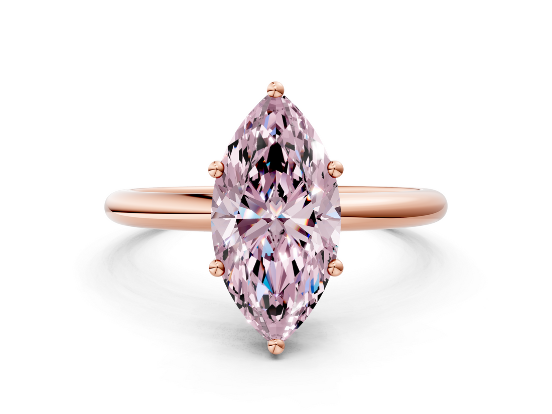 Rose gold Fancy Pink Marquise  Cut Solitaire Engagement Ring with Four-Prong Setting and Classic Band_20
