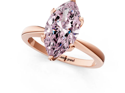 Rose gold Fancy Pink Marquise Cut Solitaire Engagement Ring with Six-Prong Setting and Tapered Band_1