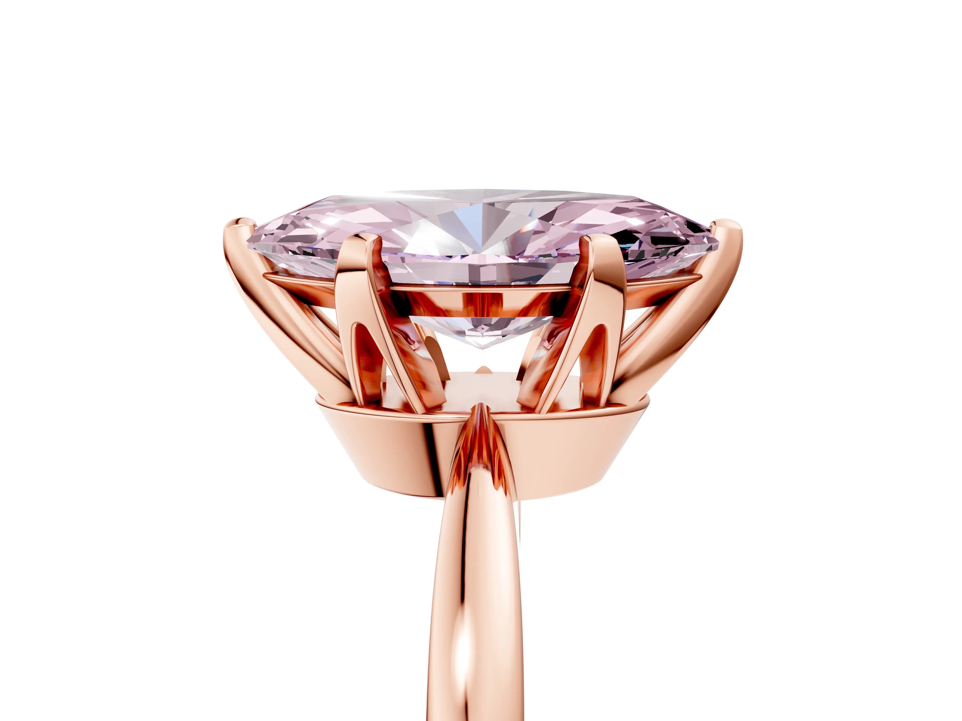 Rose gold Fancy Pink Marquise Cut Solitaire Engagement Ring with Six-Prong Setting and Tapered Band_5