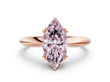 Rose gold Fancy Pink Marquise  Cut Solitaire Engagement Ring with Tapered Band and Four-Prong Setting 1