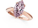 Rose gold Fancy Pink Marquise  Cut Solitaire Engagement Ring with Tapered Band and Four-Prong Setting 2