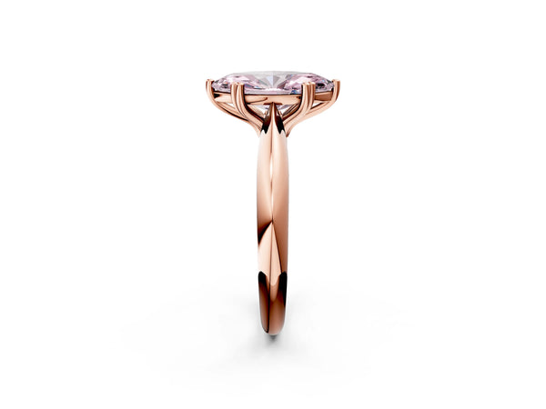 Rose gold Fancy Pink Marquise  Cut Solitaire Engagement Ring with Tapered Band and Four-Prong Setting