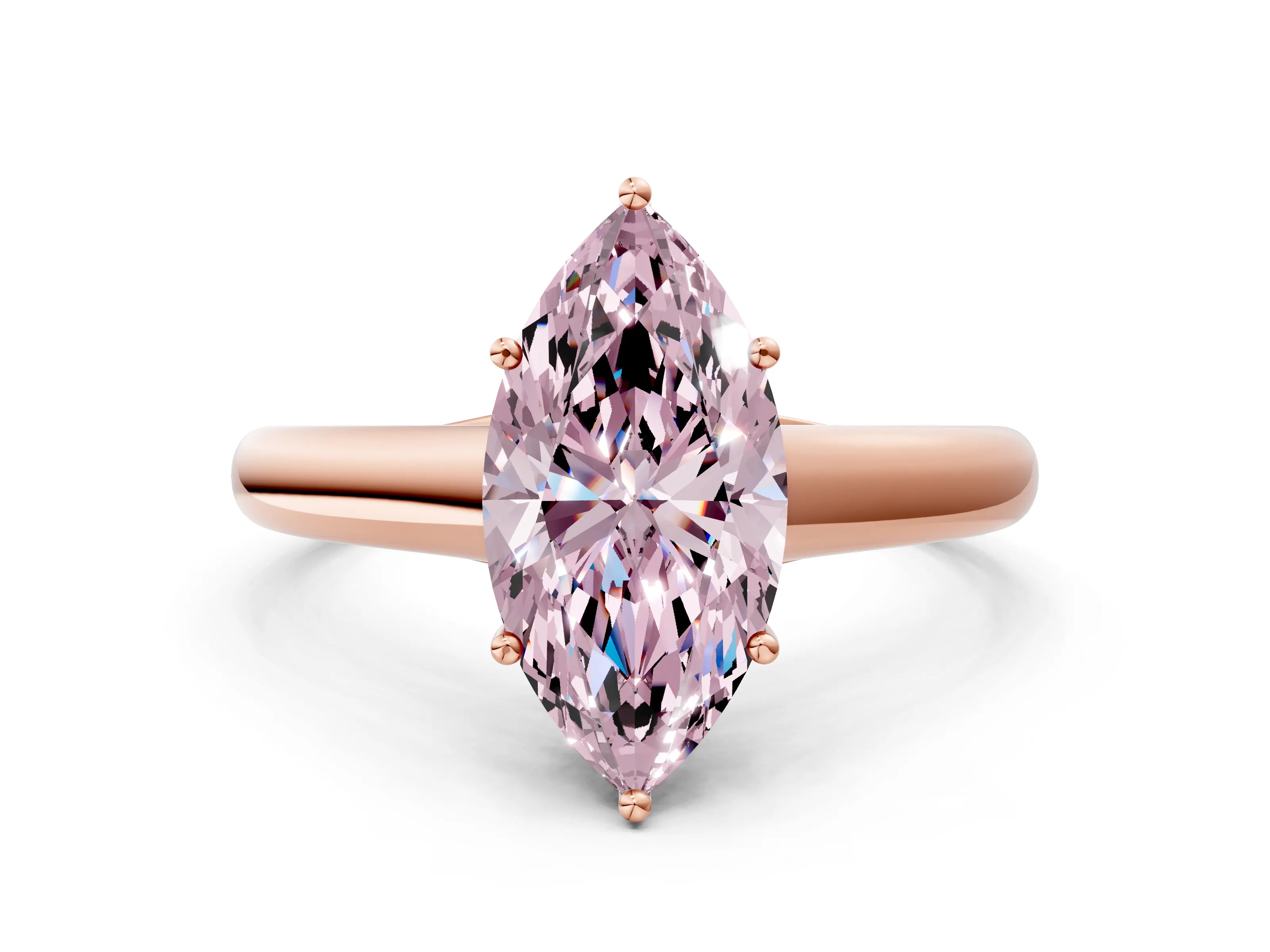 Rose gold Fancy Pink Marquise Cut Solitaire Engagement Ring with Tapered Band and Four-Prong Setting_3