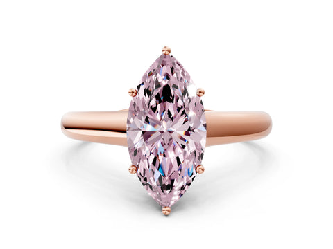 Rose gold Fancy Pink Marquise Cut Solitaire Engagement Ring with Tapered Band and Four-Prong Setting_3