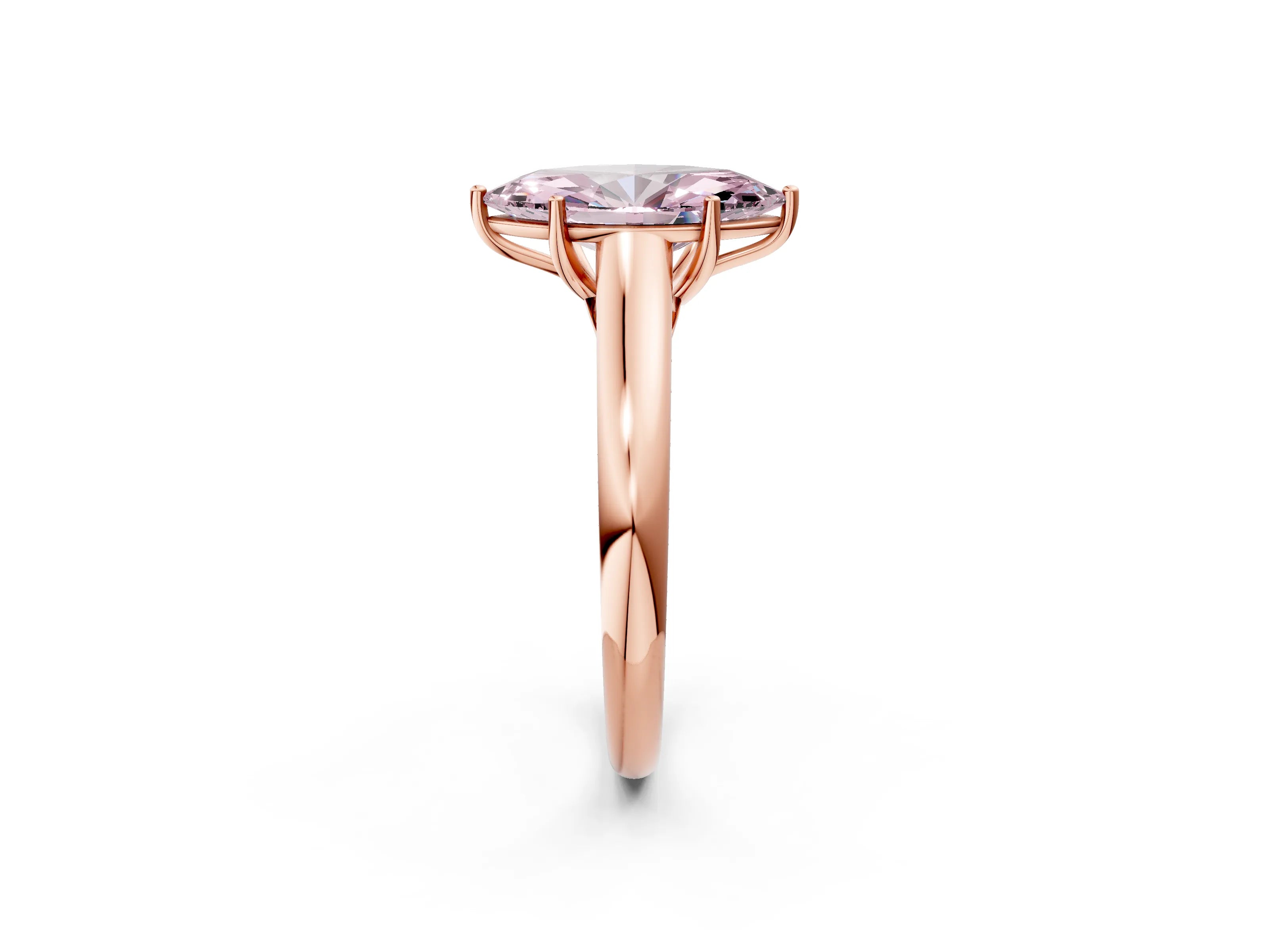 Rose gold Fancy Pink Marquise Cut Solitaire Engagement Ring with Tapered Band and Four-Prong Setting_5