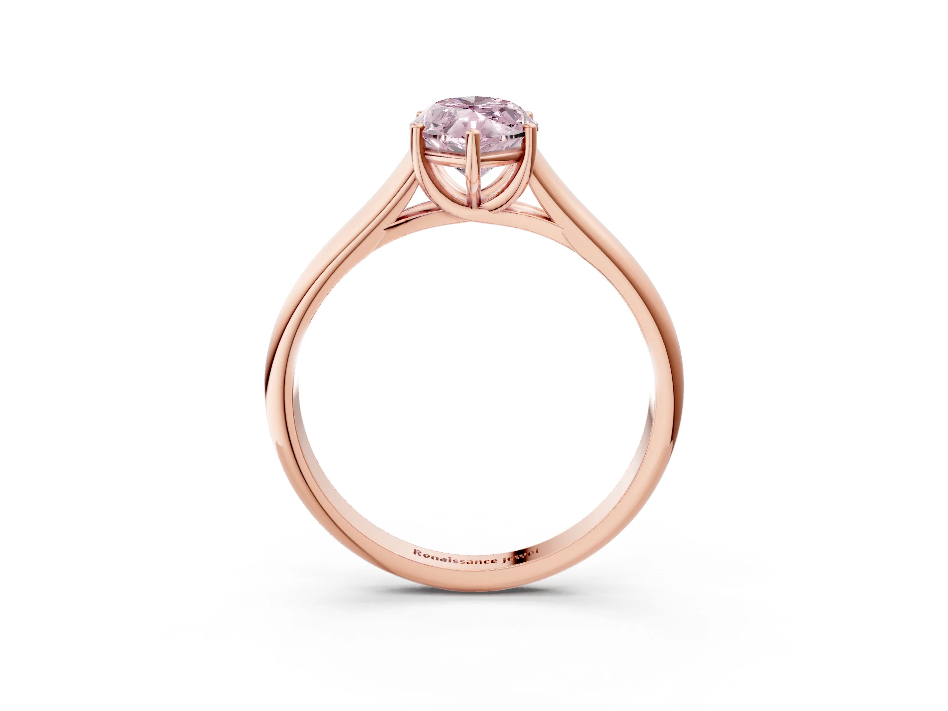 Rose gold Fancy Pink Marquise Cut Solitaire Engagement Ring with Tapered Band and Four-Prong Setting_6