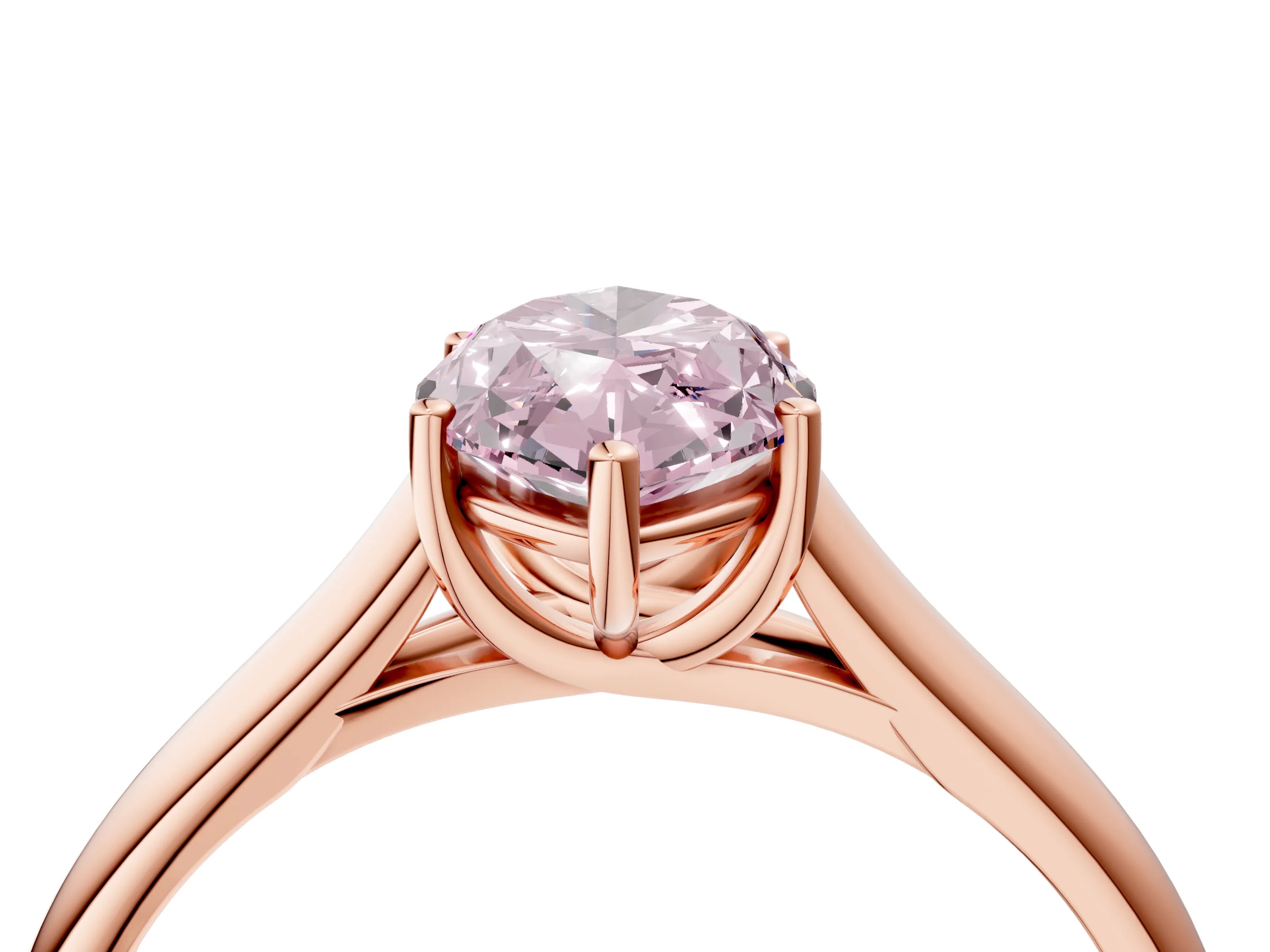 Rose gold Fancy Pink Marquise Cut Solitaire Engagement Ring with Tapered Band and Four-Prong Setting_7