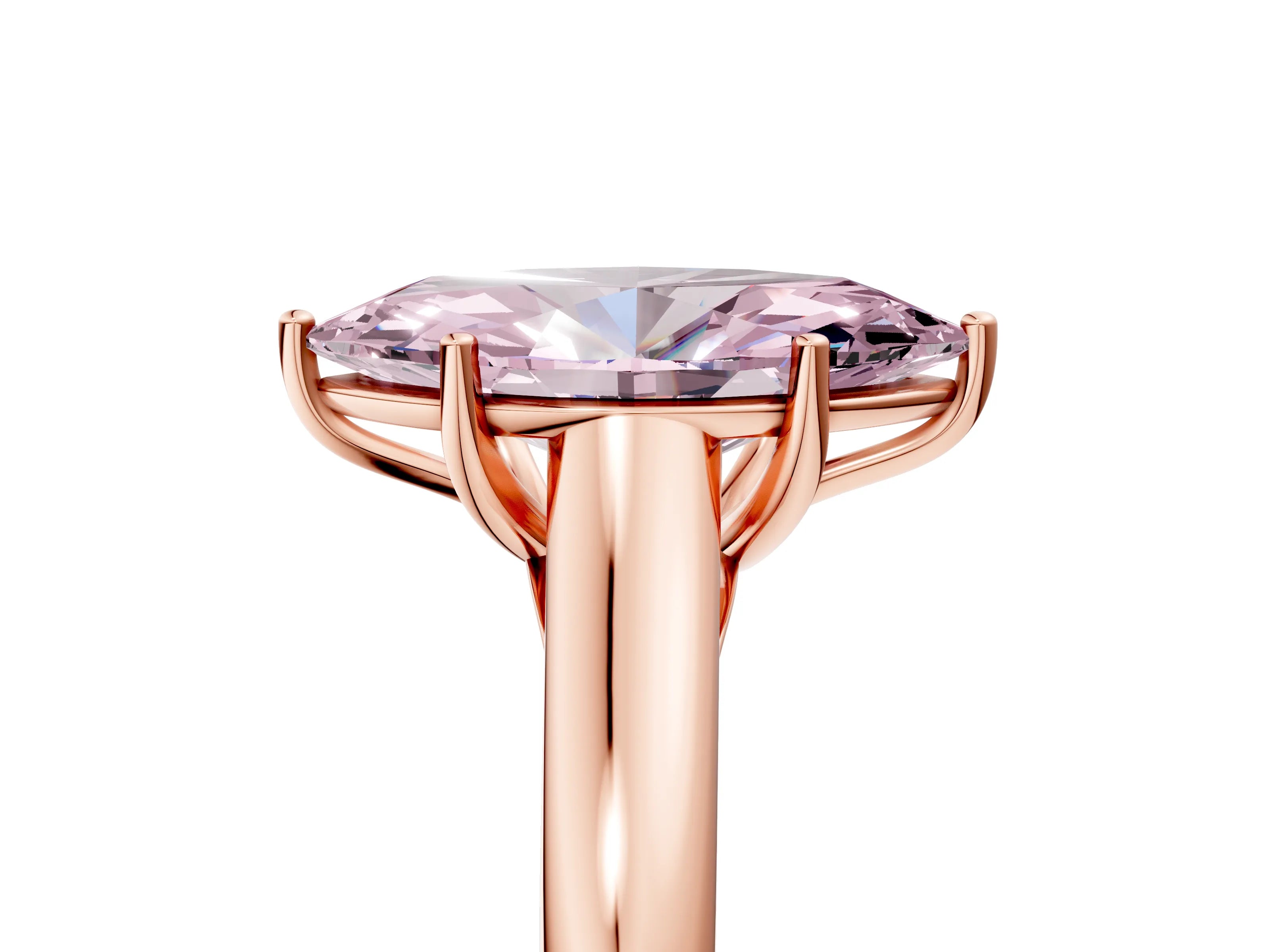 Rose gold Fancy Pink Marquise Cut Solitaire Engagement Ring with Tapered Band and Four-Prong Setting_8