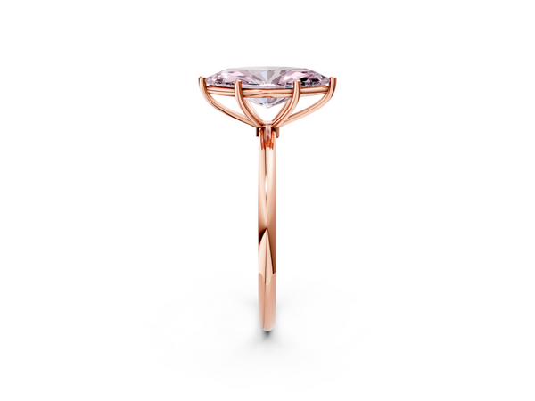 Rose gold Fancy Pink Marquise  Cut Solitaire Engagement Ring with Thin Band and Four-Prong Setting