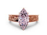 Rose gold Fancy Pink Marquise  Cut Solitaire Engraved Band with Four-Prong Setting_61