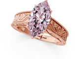 Rose gold Fancy Pink Marquise  Cut Solitaire Engraved Band with Four-Prong Setting_62