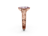Rose gold Fancy Pink Marquise  Cut Solitaire Engraved Band with Four-Prong Setting_63