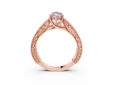 Rose gold Fancy Pink Marquise  Cut Solitaire Engraved Band with Four-Prong Setting_64