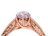 Rose gold Fancy Pink Marquise  Cut Solitaire Engraved Band with Four-Prong Setting_65