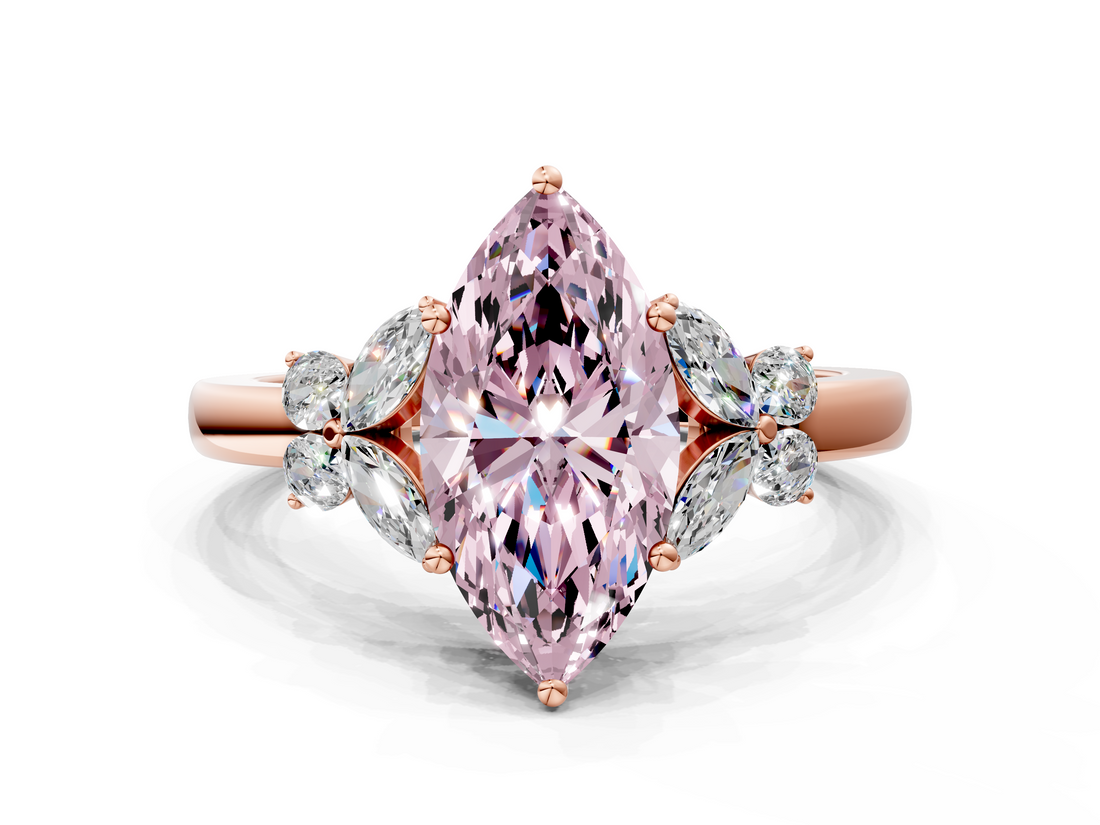 Rose gold Fancy Pink Marquise  Cut Solitaire Floral Diamond Ring with Four-Prong Setting_53