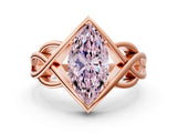 Rose gold Fancy Pink Marquise Cut Solitaire Intertwined Band Prong Setting Ring