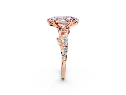 Rose gold Fancy Pink Marquise Cut Solitaire Leaf-Inspired Diamond Ring with Pavé Band and Four-Prong Setting_2