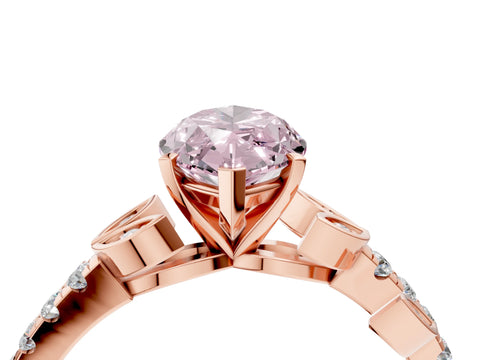 Rose gold Fancy Pink Marquise Cut Solitaire Leaf-Inspired Diamond Ring with Pavé Band and Four-Prong Setting_4