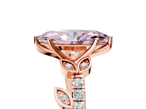 Rose gold Fancy Pink Marquise Cut Solitaire Leaf-Inspired Diamond Ring with Pavé Band and Four-Prong Setting_5