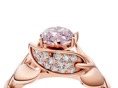 Rose gold Fancy Pink Marquise Cut Solitaire Leaf-Inspired Engagement Ring with Prong Setting_4