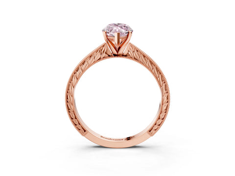 Rose gold Fancy Pink Marquise Cut Solitaire Milgrain Engraved Band with Four-Prong Setting_3
