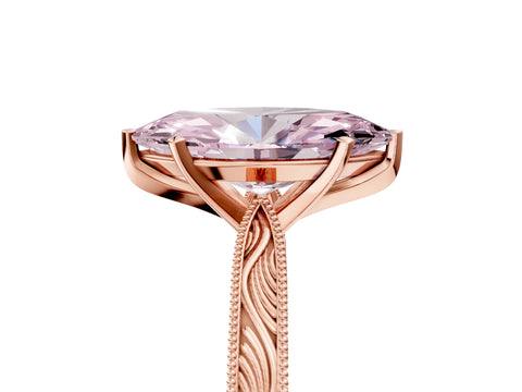 Rose gold Fancy Pink Marquise Cut Solitaire Milgrain Engraved Band with Four-Prong Setting_5