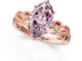 Rose gold Fancy Pink Marquise Cut Solitaire Milgrain Leaf Band with Prong Setting_1
