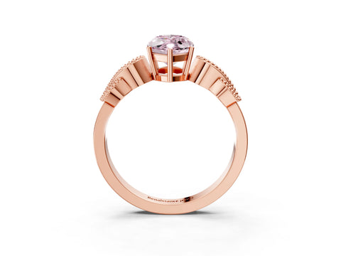 Rose gold Fancy Pink Marquise Cut Solitaire Milgrain Leaf Band with Prong Setting_3