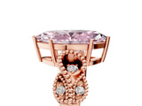 Rose gold Fancy Pink Marquise Cut Solitaire Milgrain Leaf Band with Prong Setting_5