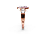 Rose gold Fancy Pink Marquise Cut Solitaire Princess Side Stone Engraved Band Prong Setting Ring_2