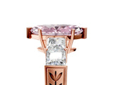 Rose gold Fancy Pink Marquise Cut Solitaire Princess Side Stone Engraved Band Prong Setting Ring_5