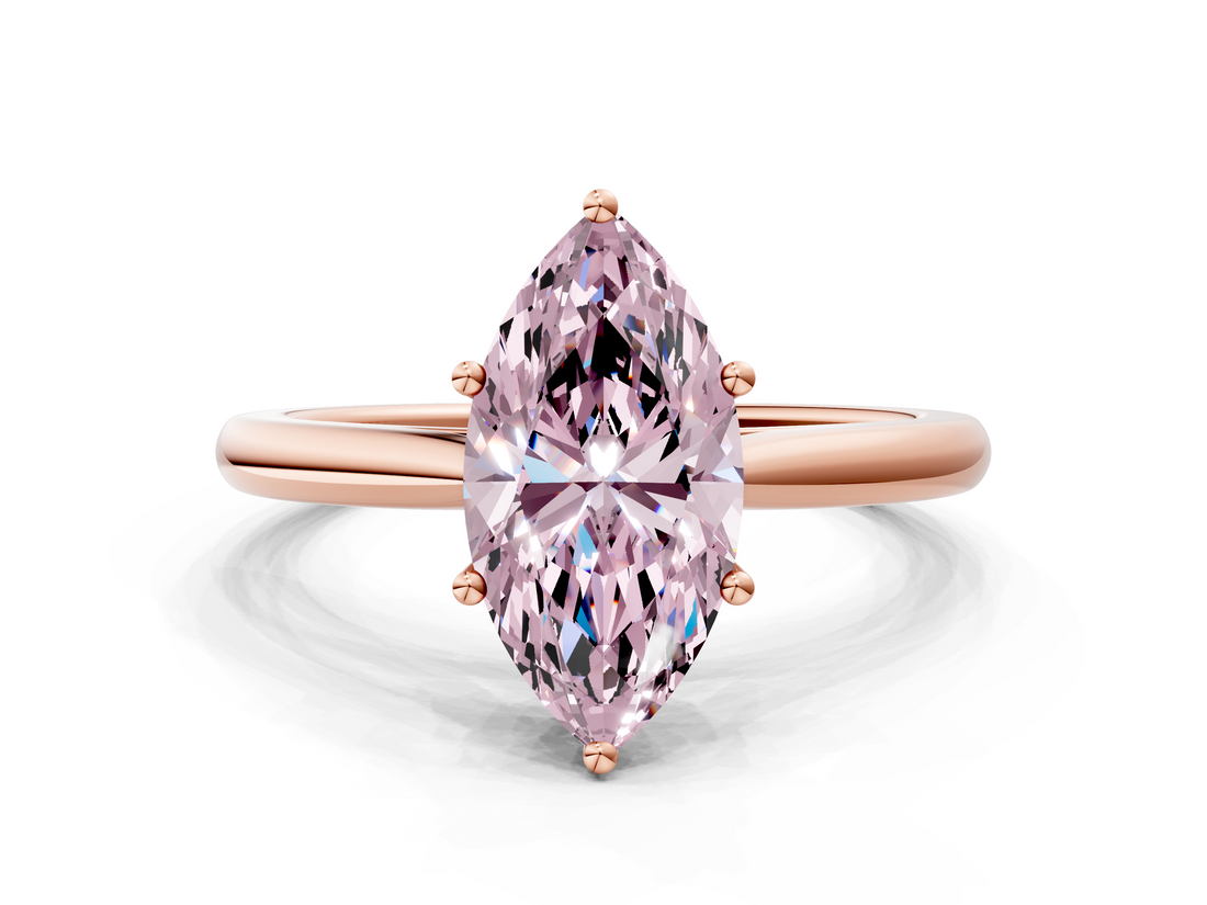 Rose gold Fancy Pink Marquise  Cut Solitaire Ring with Cathedral Band and Four-Prong Setting_76
