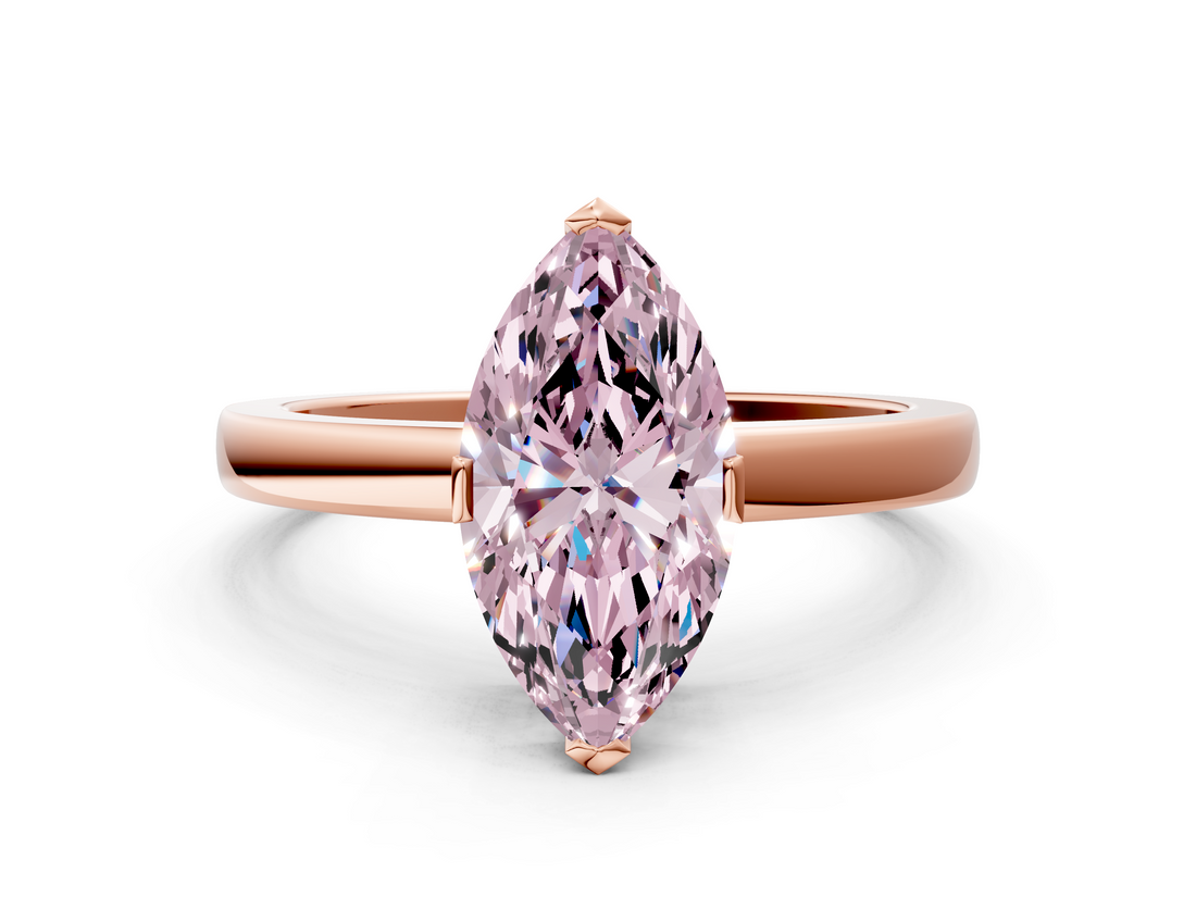 Rose gold Fancy Pink Marquise  Cut Solitaire Ring with Four-Prong Setting and Classic Band_48