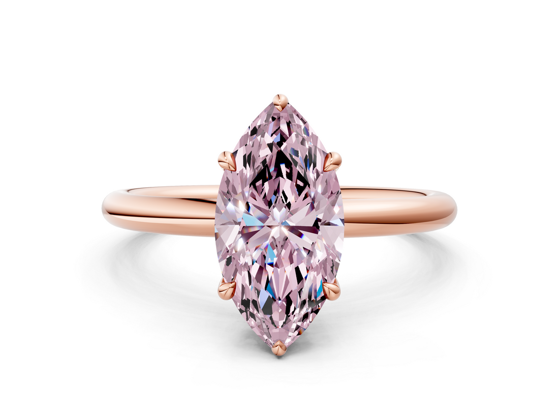 Rose gold Fancy Pink Marquise  Cut Solitaire Ring with Thin Band and Four-Prong Setting_16