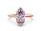 Rose gold Fancy Pink Marquise  Cut Solitaire Ring with Thin Band and Four-Prong Setting_16